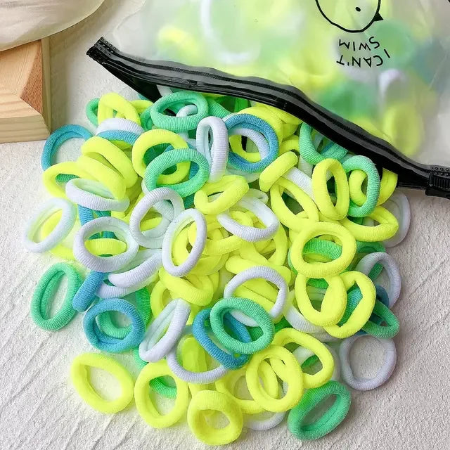 50/100Pcs Colorful Basic Nylon Ealstic Hair Ties for Girls Ponytail Hold Scrunchie Rubber Band Kid Fashion Hair Accessories