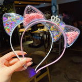 Girls Cute Shining Sequin Cat Ears Hairbands Sweet Ornament Headband Princess Gift Headwear Kids Fashion Hair Accessories