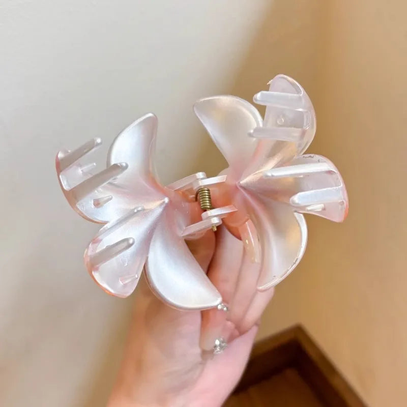 Gradient Flower Hair Clip Beach Hairpins Flower Claw Clips Hawaiian Style Headwear Summer Flower Hairpins Girls Hair Accessories