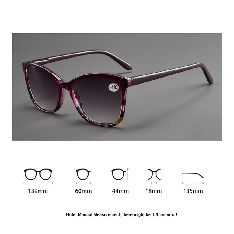 Men Women Fashion Reading Sunglasses Gray Lens Presbyopia Far-sighted Eyeglasses With Diopters Unisex +1.0+1.5+2.0+2.5+3.0