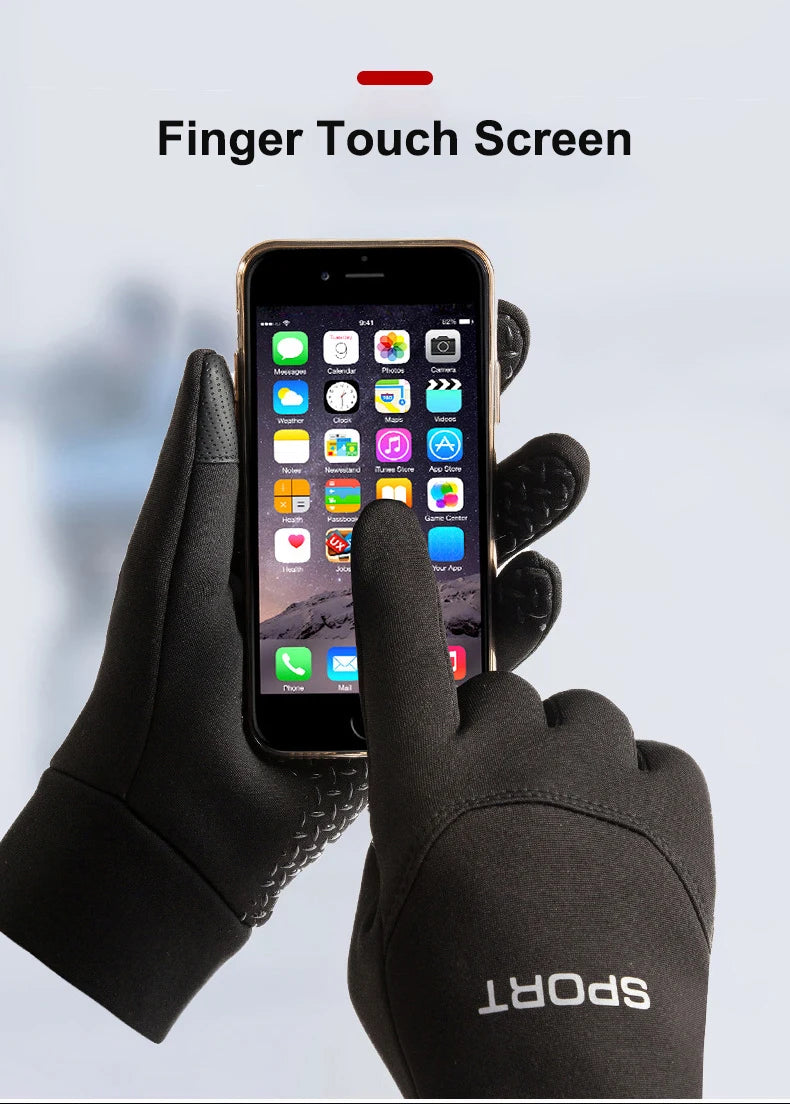 Windproof and Waterproof Outdoor Gloves Touch Screen Thumb and Index Finger Fingertips Warm Gloves for Running Cycling