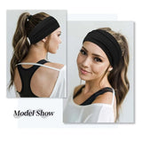 Fashion Solid Color Wide Hair Band Elastic Knotted Yoga Hairband Sports Headband Women