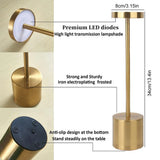 1PC Metal Classic Table Lamp USB Rechargeable Night Light Stepless Dimming Touch 3 Level Bedside Lamp Hotel Bar Decoration