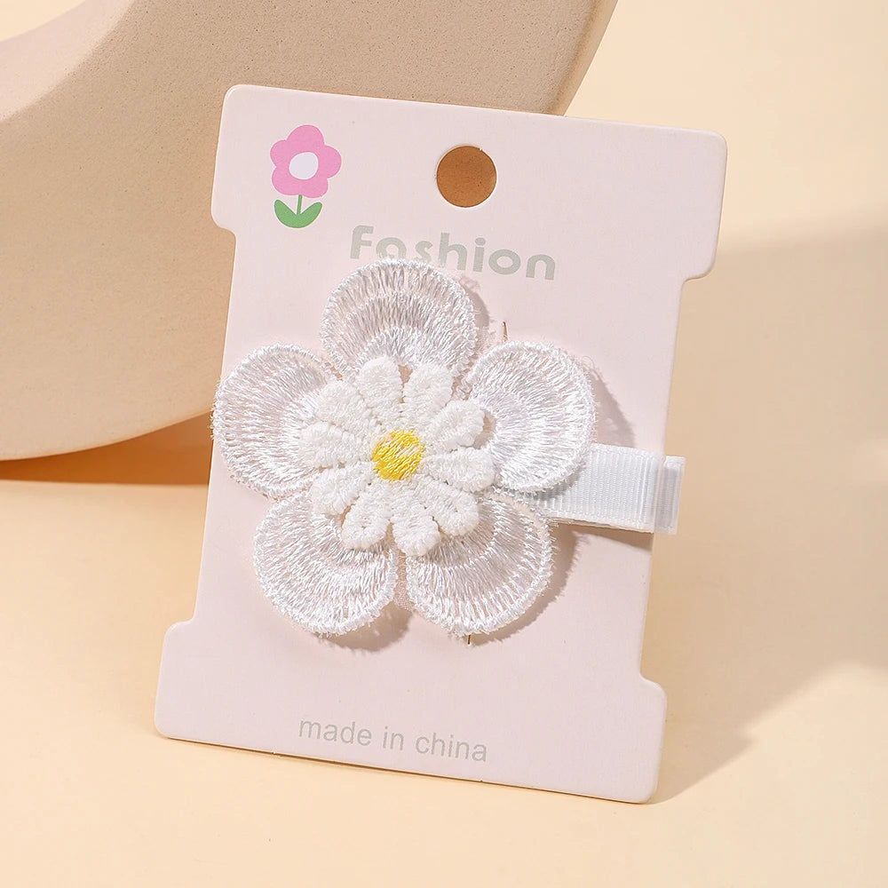 1pcs Ins Daisy Flower Hair Clips Baby Girl Hairpins for Kids Lace White Barette Princess Hooks Infant Accessories Korean
