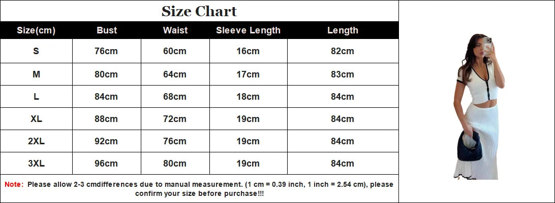 2024 Summer Women White long Skirt Suit Short Sleeve V-neck crop top pleated set elegant dress 2 piece skirt set Plus Size S-3XL