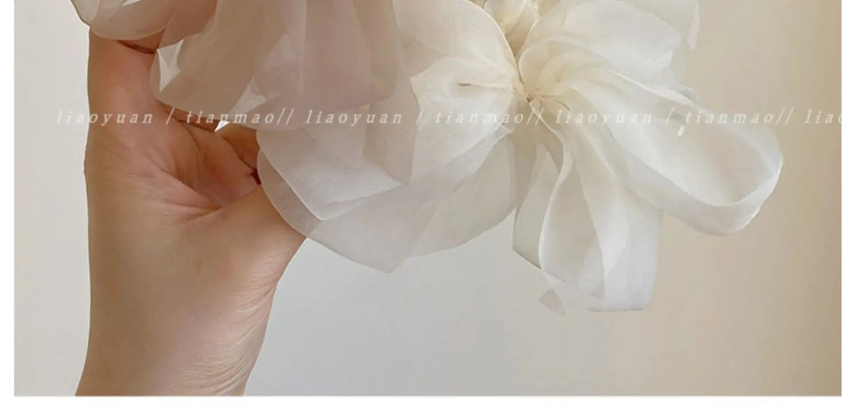 New Mesh Bow Grip Clip Female Ponytail Braid Hair Claw Clip Elegant Girl Hair Clip Hair Accessories Gift Headdress