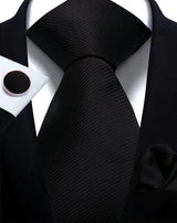 Corbata de marca de moda hecha a mano, sólida, con pañuelo y gemelos, para hombre, corbata, traje, camisa, accesorios de boda, regalos para hombre.