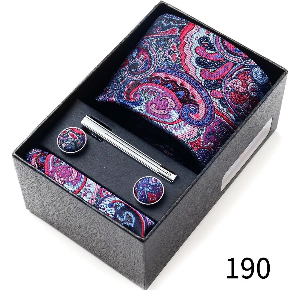 Men's Tie Gift Box With Neckties Handkerchiefs Cufflinks Tie Clips 6-Piece sets Group Business Wedding Festival Formal Ties