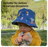 Cartoon Printing Baby Bucket Hat Cotton Breathable Kids Fisherman Hat Infant Toddle Sun Hat With Drawstring