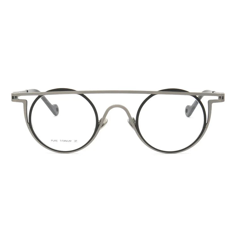 55266 Pure Titanium Glasses Frame Men Round Punk Eyewear 2022 New Male Classic Full Optical Prescription Eyeglasses Frames