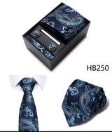 Tie For Men Brand New Style Wedding Gift Tie Pocket Squares Set Necktie Box Men Black Suit Accessories