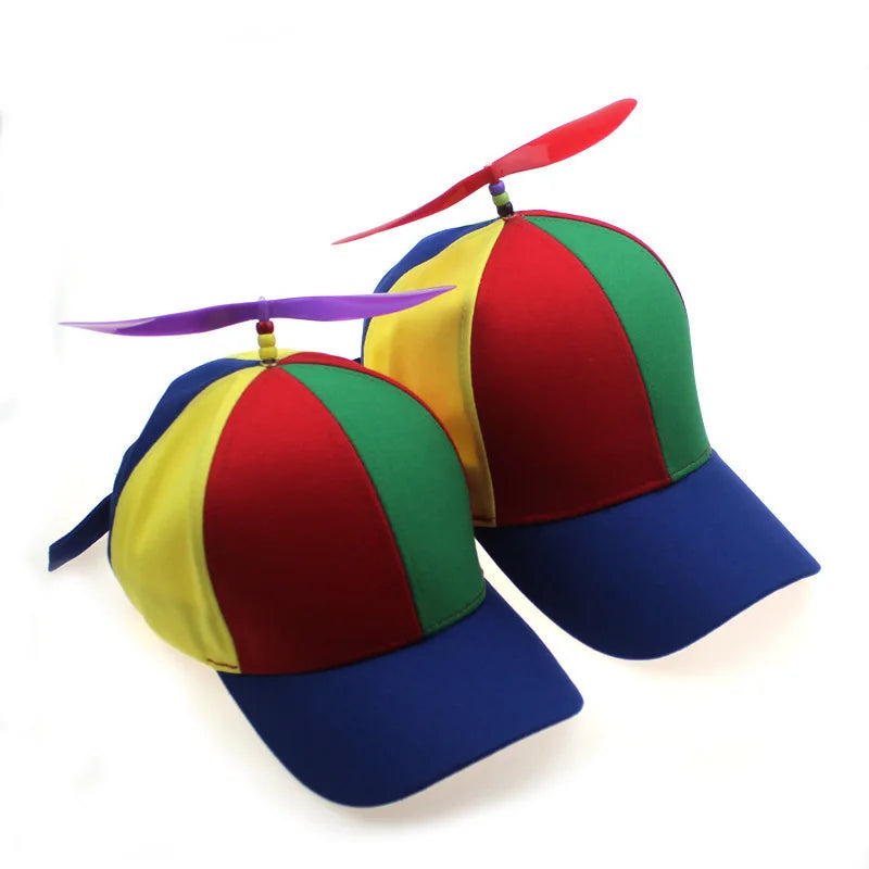 Fashion Colorful Bamboo Dragonfly Patchwork Baseball Cap Adult Kid Helicopter Propeller Funny Cotton Parent-child Snapback Hats