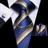 Hi-Tie Business Black Luxury Plaid Mens Tie Silk Neckties  Fashion Tie Chain Hanky Cufflinks Set Design Gift For Men Wedding