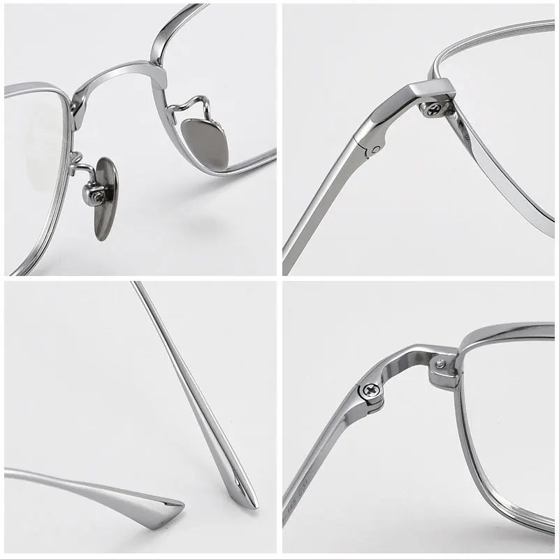 Xbora Men's Ultra-Light Pure Titanium Glasses Frame Business Square Flexible Optical Women's Prescription Eyelasses 1908