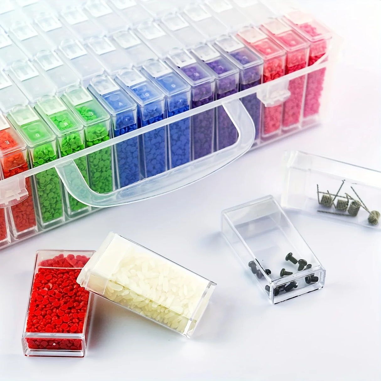 Clearance_1pc 32/40/42/48/56/64 Slots Plastic Storage Box, DIY Diamond Painting Beads Charms Jewelry Accessories Organizer Box_C