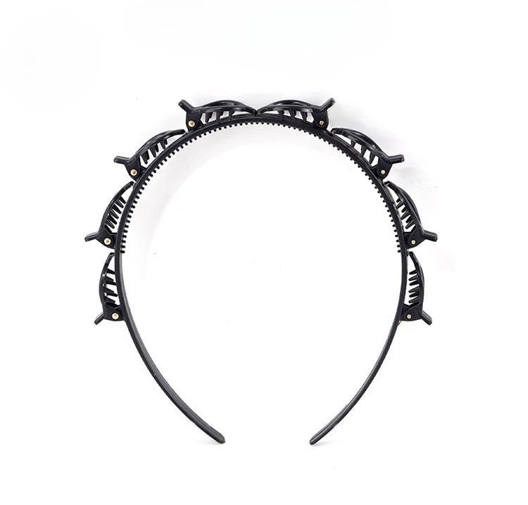 New Double Band Headbands for Women Hairstyle Fashion Non-Slip Hair Bands with Clips  Bezel Hair Hoop Hair Headwear 머리띠