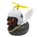 Rubber Duck Toy Car Ornaments Yellow Duck Car Dashboard Decorations Motor Accessories Yellow Duck Ornaments with Helmet for Bike