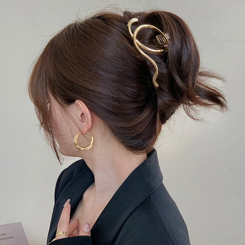 Woman Silver/Gold Irregular Hairpins Punk Style Metal Hair Claws Barrettes Women Hair Accessories Ponytail Hair Clips Headwear