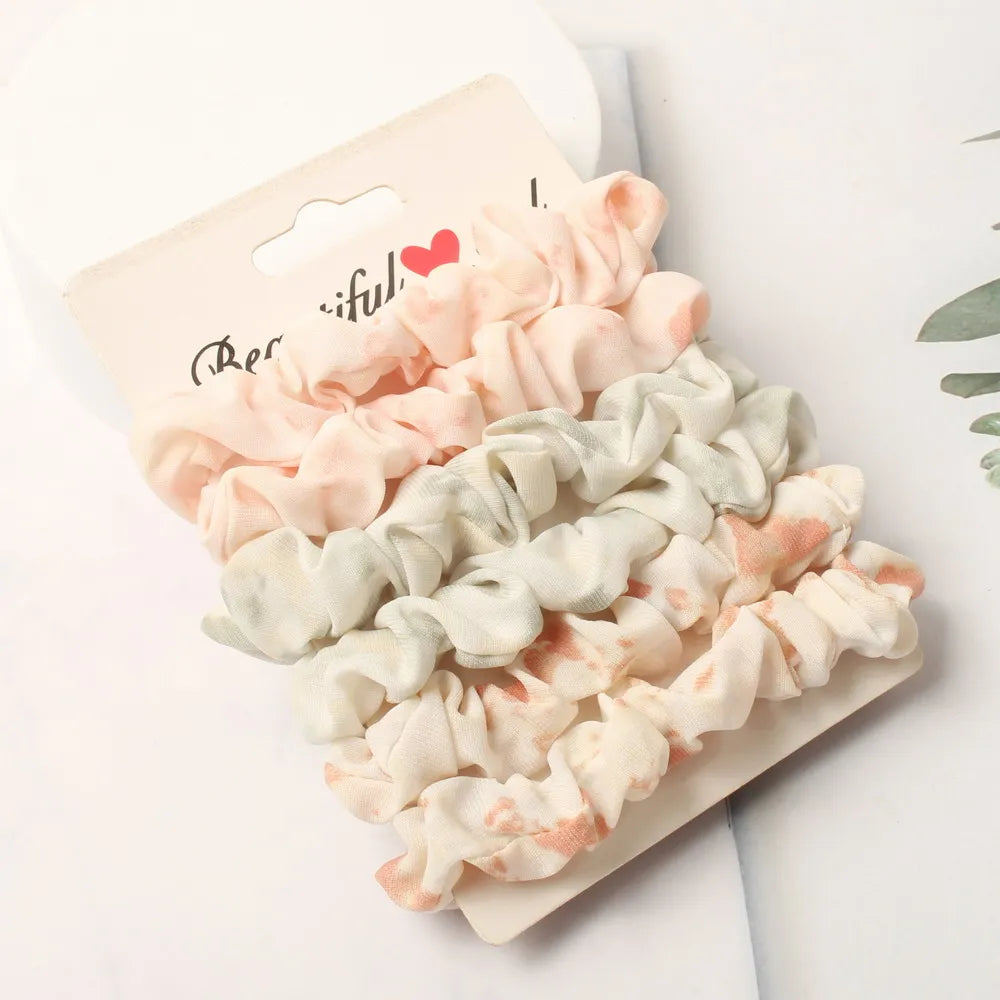 6Pack Women Elastic Hair Bands Cute Hair Ties Gum Print Girls Scrunchies Set Ponytail Holder Small Scrunchy Hair Accessories