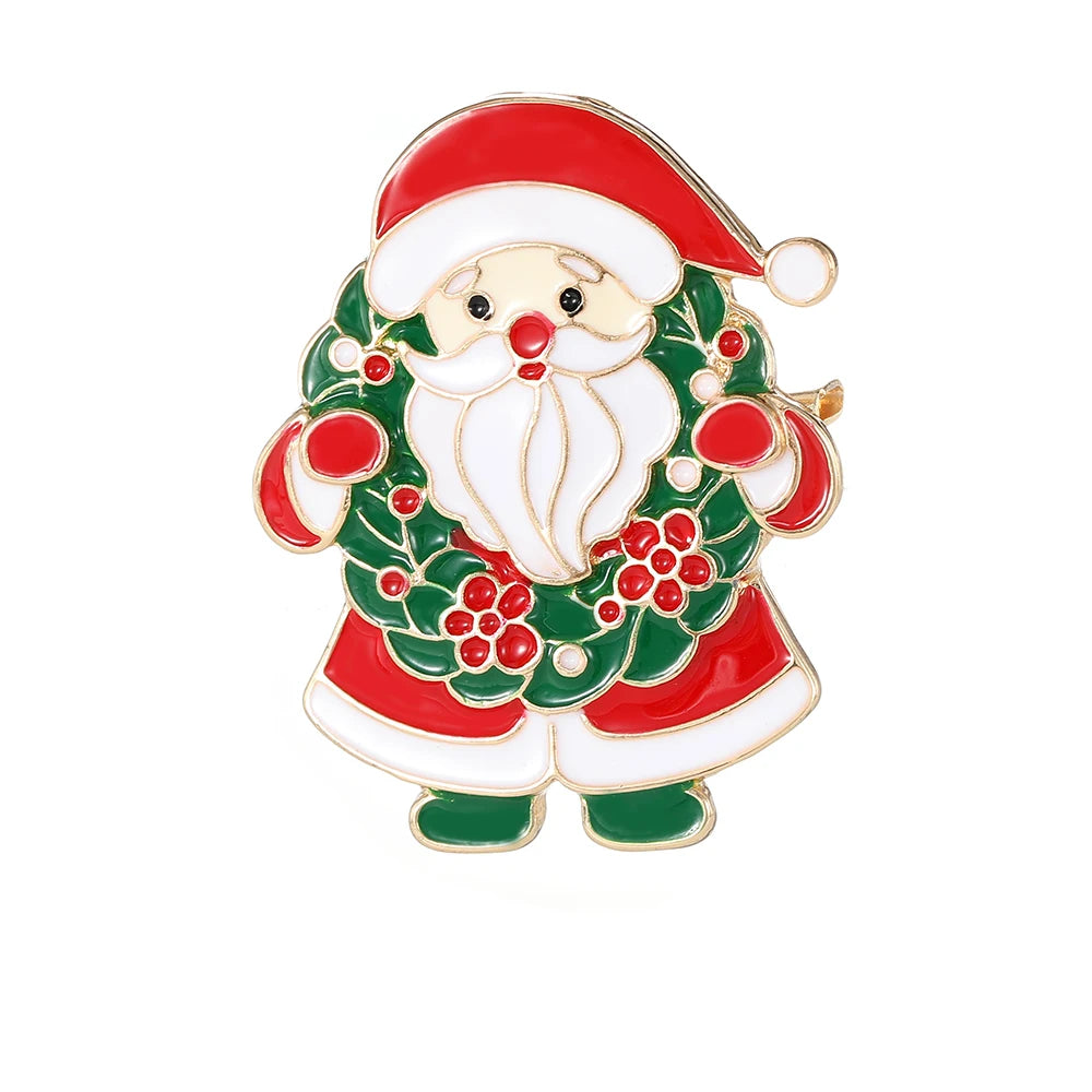 8 Styles Pretty Santa Claus Collection Brooches Candy Canes Wreath Sleigh Reindeer Tree Father Christmas Lapel Pins Xmas Gift