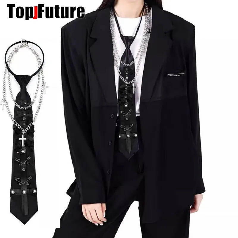 customized Women Men Gothic Punk Pre-Tied Y2K Girl Boys Ties steampunk Rock designer custom-made Necktie Accessories Wholesale