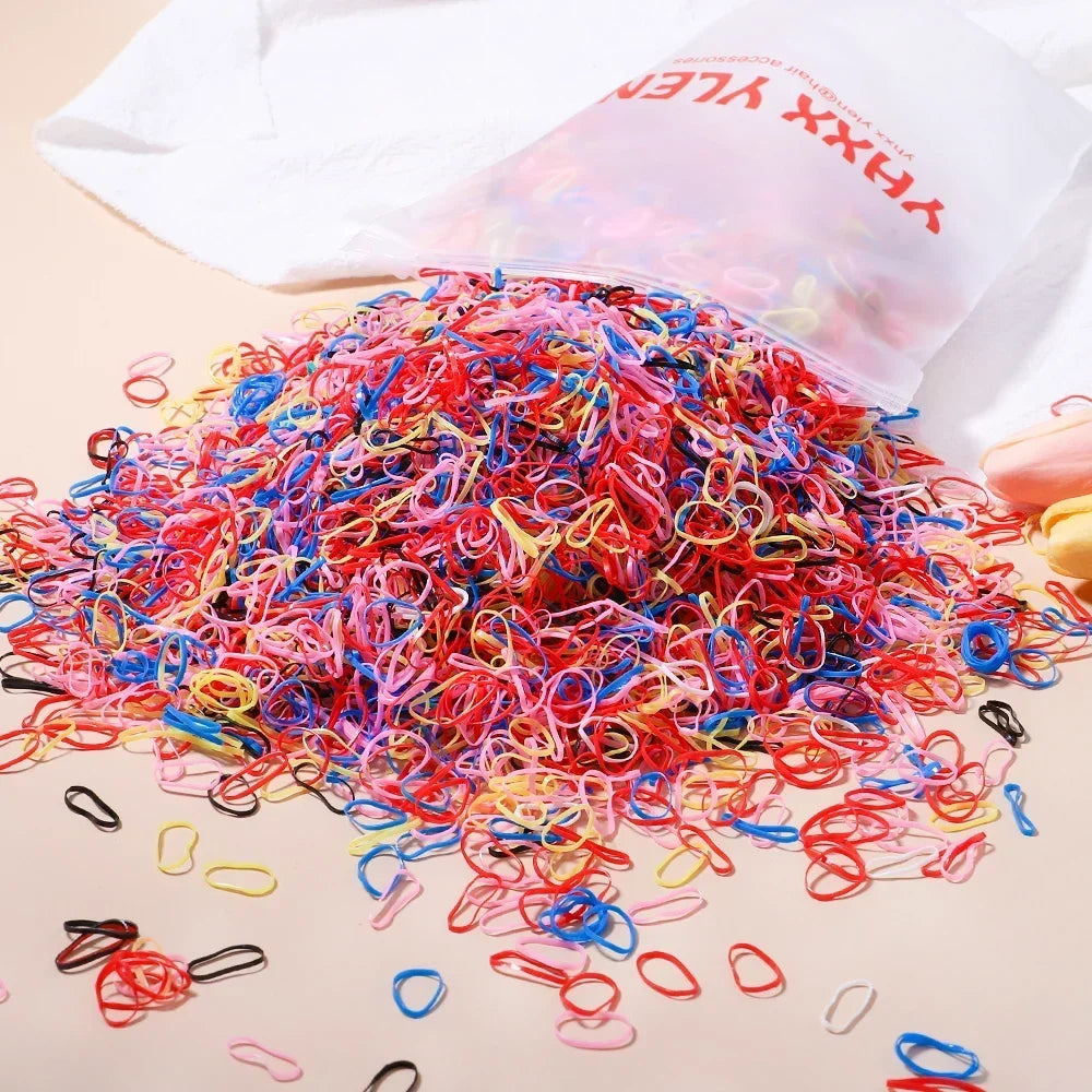 500/1000/2000pcs Girls Black Disposable Rubber Band Hair Ties Headband Children Ponytail Holder Bands Kids Hair Accessories