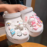 New Sanrio Kuromi LED Shoes Accessories Cartoon Peripheral Cinnamoroll Melody Pompompurin Charm Buckle Charms Kids Gift