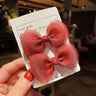 1Pair Cute Girls Hairgrips Hairpins Hair Clips Solid Color Ribbon Bow-knot Handmade Bows Barrettes Hair Accessories