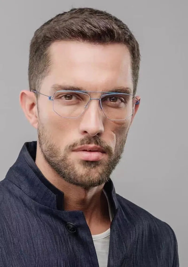 Denmark Brand Titanium Glasses Frame Men Women Double-Beam Square Eyewear Screwless Handmade Eyeglasses Frames Edwin Oclus De