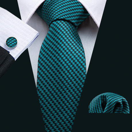 Fashion Luxury Green Silk Tie For Men Casual Formal Wedding Geometric Tie Barry.Wang NeckTies Hanky Cufflinks Set Business Gift