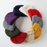 Unisex Autumn Warm Cap New Fashion Men's Beanie Winter Knit Hat Boy Skullcap Sailor Cap Cuffs Retro Navy Short Hat Solid Color