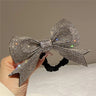 Korean Bow Elastics Hair Ties for Women Girls Shiny Crystal Ponytail Hair Rope Rubber Headbands Hair Accessoriesi-Remiel