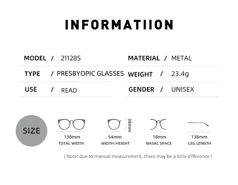 Blue Light Blocking Eye Protection Eyeglasses Men Square Metal Large Frame Reading Spring Leg Elderly Presbyopia Glasses