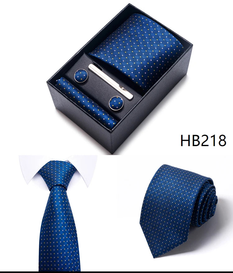 Tie For Men Brand New Style Wedding Gift Tie Pocket Squares Set Necktie Box Men Black Suit Accessories