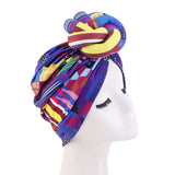 African Print Turban for Women New Fashion Pre-Made Top Knot Head Wraps Flower Stretch Hijab Ladies Party Wedding Headdress