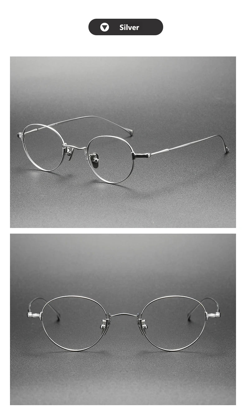 Pure Titanium Glasses Frame Men Women Vintage Round Brand Design Eyeglasses Frames New Titan Eyewear High Quality Spectacles