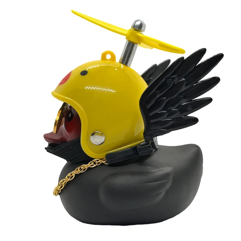 Rubber Duck Toy Car Ornaments Yellow Duck Car Dashboard Decorations Motor Accessories Yellow Duck Ornaments with Helmet for Bike