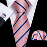 Male Luxury Neck Tie For Men Business Red Striped Silk Tie Hanky Cufflinks Set Barry.Wang Fashion Neckwear Wedding Party Casual