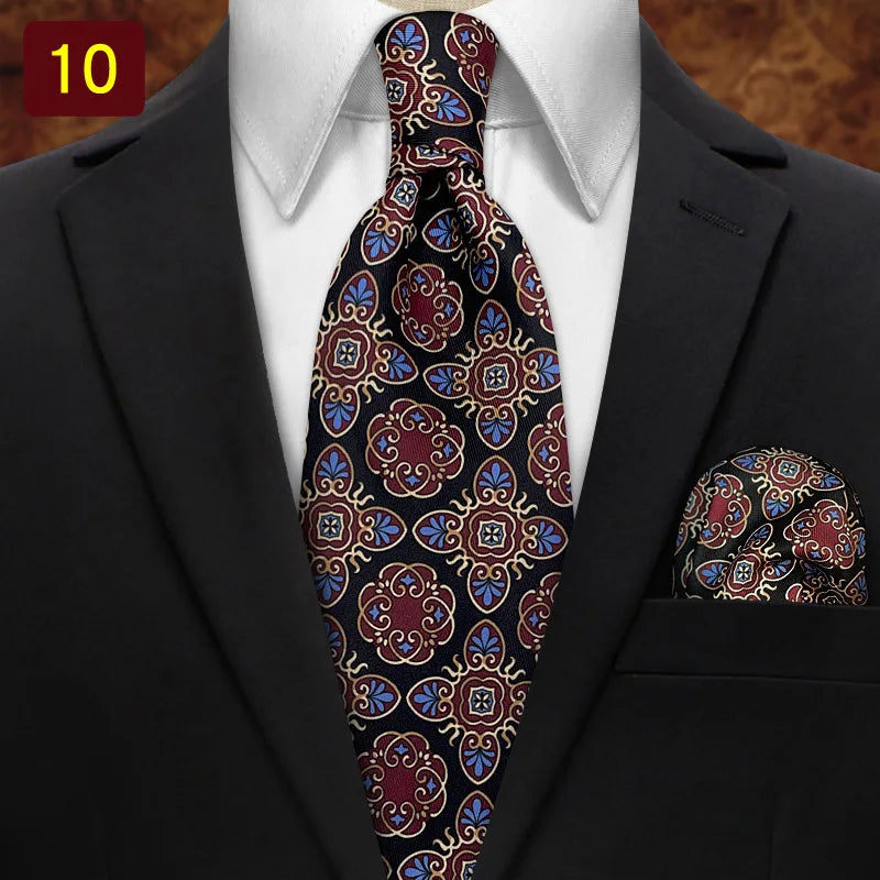 MUGIVALA 9CM Retro business banquet suit paisley vintage pattern tie pocket square set