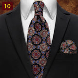 MUGIVALA 9CM Retro business banquet suit paisley vintage pattern tie pocket square set