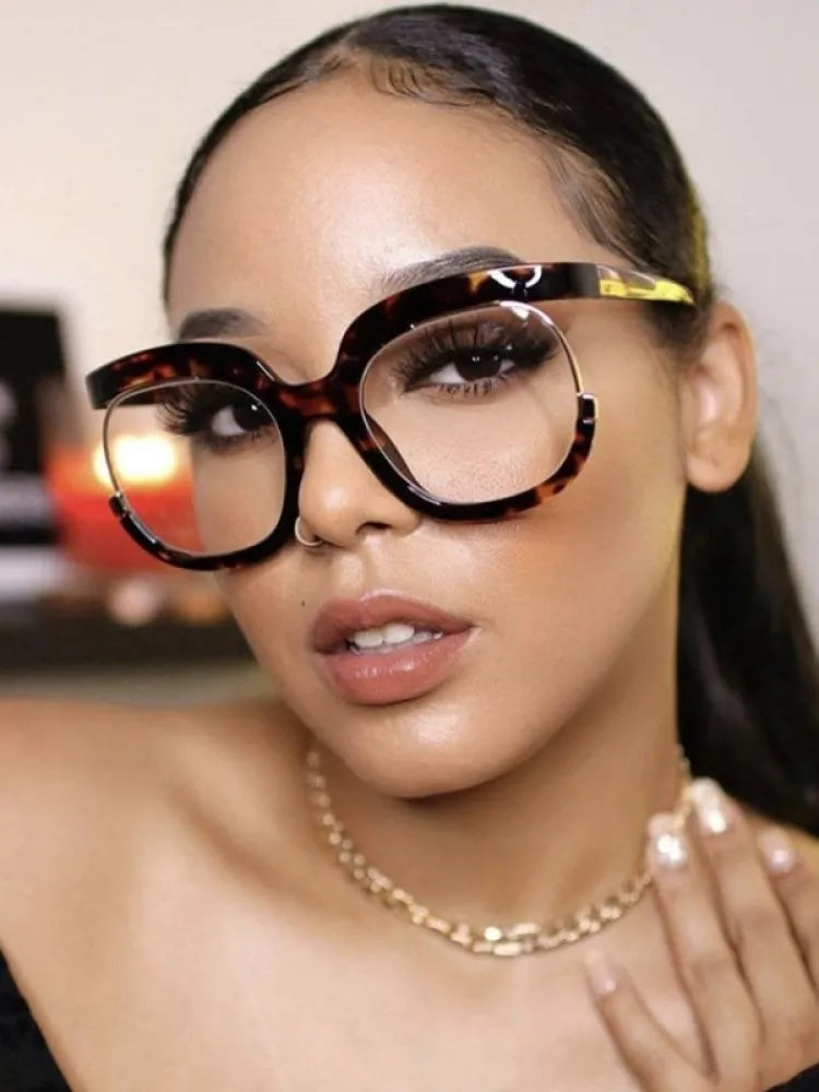 Clear Blue Ray Blocking Eyeglasses Large Glasses Frame Spectacle Frame for Women 2022 Anti-Blue Light Trend Round Eyeglasses