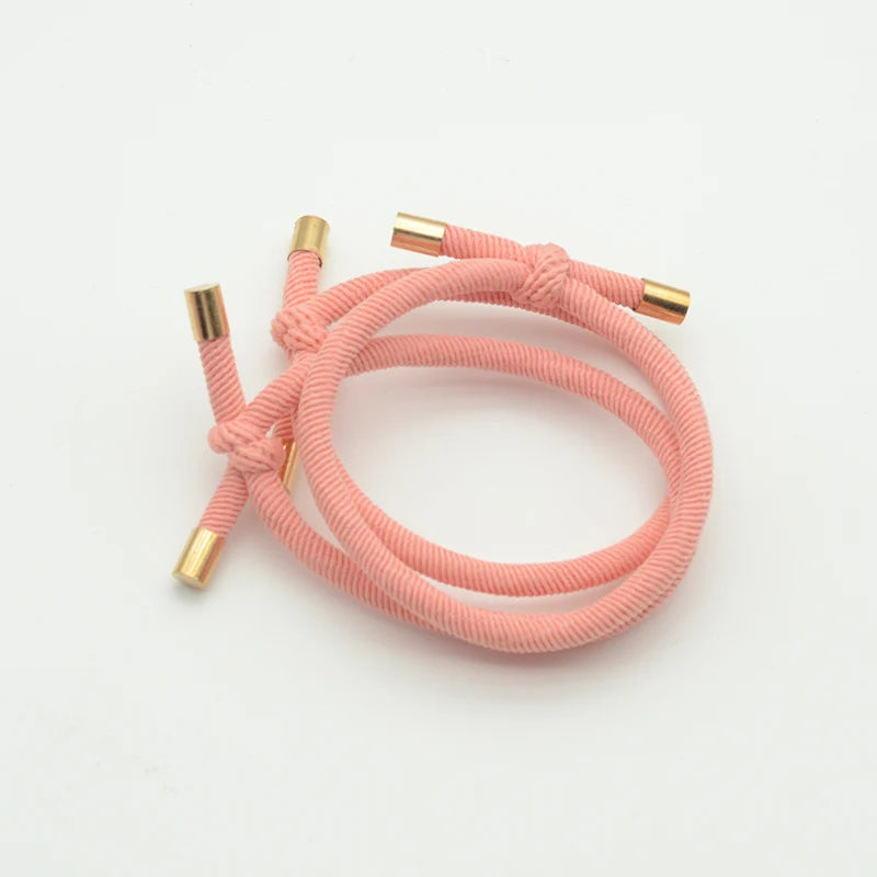 10PCS 5mm Knotted Twilled Elastic Hair Bands Golden Ends Hair Ties for fashion girls elasticity ponytail holders hair scrunches