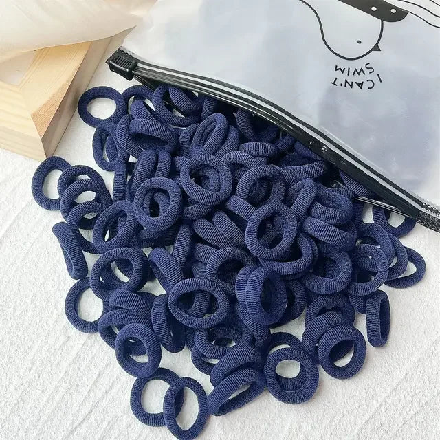 50/100Pcs Colorful Basic Nylon Ealstic Hair Ties for Girls Ponytail Hold Scrunchie Rubber Band Kid Fashion Hair Accessories