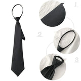 Unisex Tie For Men Women Zipper Tie Black Clip On Men Tie Security Ties Clothes Neckties Funeral Porter Steward Matte Ties