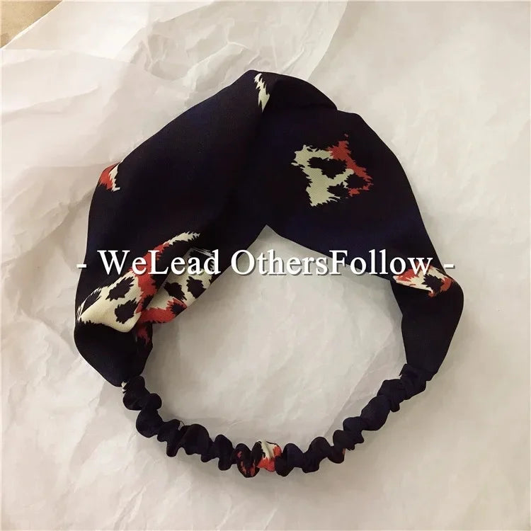 Clearance Fresh Colorful Turban Headbands Women Spring Summer Chiffon Headband Head Wrap Wide Lattice Hairband Hair Accessories