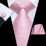 Hi-Tie Solid Rose Pink Coral Paisley Mens Silk Wedding Tie Fashion Design Necktie For Men Quality Hanky Cufflink Business Party