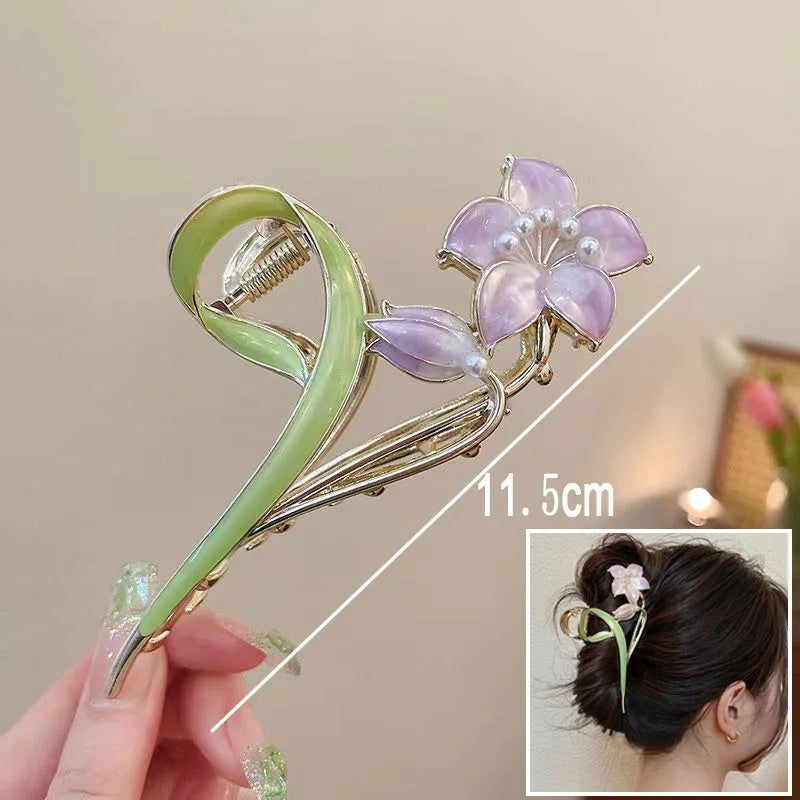 New Sweet Flower Durian Hair Claw Clip Ponytail Grab Hair Clips Shark Clip Woman Hairpins For Girl Hair Accessories Headdress