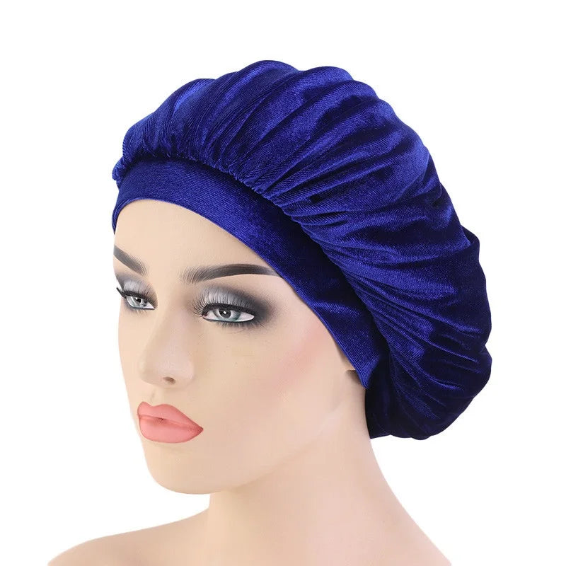 New velvet high elastic wide-brimmed nightcap flannel round hat chemotherapy hat scarf hat