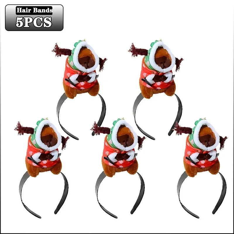 5PCS Headband Cartoon Mouse Hairband New Cartoon Plush Doll Headband French Wide-brim Hairpin Photo Headwear Creative Girl Gift