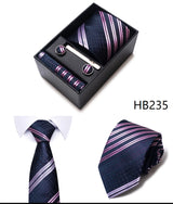 Tie For Men Brand New Style Wedding Gift Tie Pocket Squares Set Necktie Box Men Black Suit Accessories